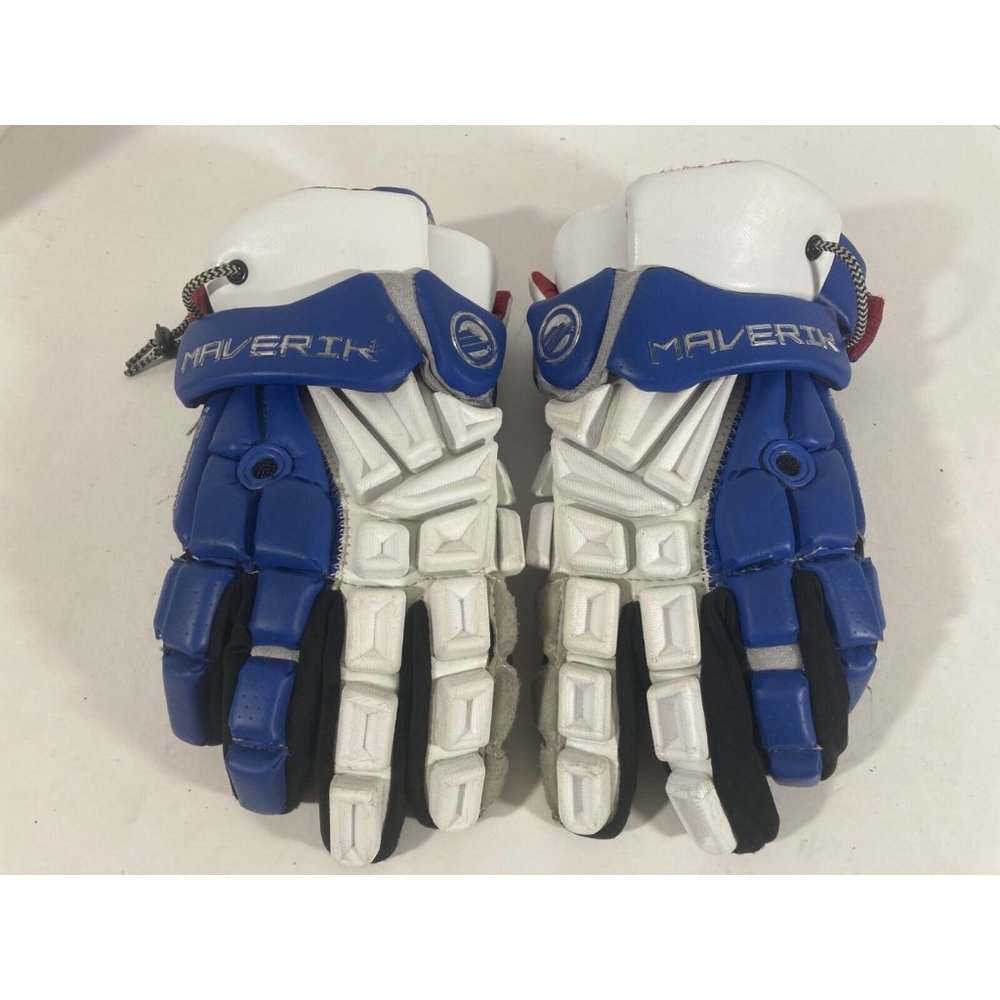 Maverik Maybach Deuce Lacrosse Gloves Shark Gel Large 13” Blue/White/Red